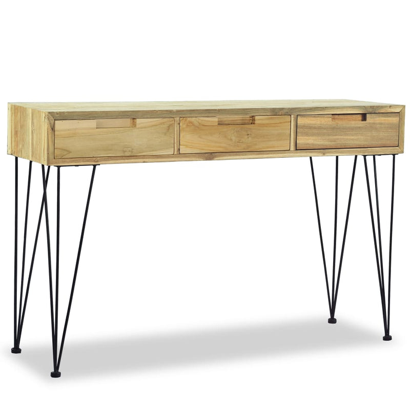 Wandtafel 120X35X76 Cm Massief Teakhout Zwart