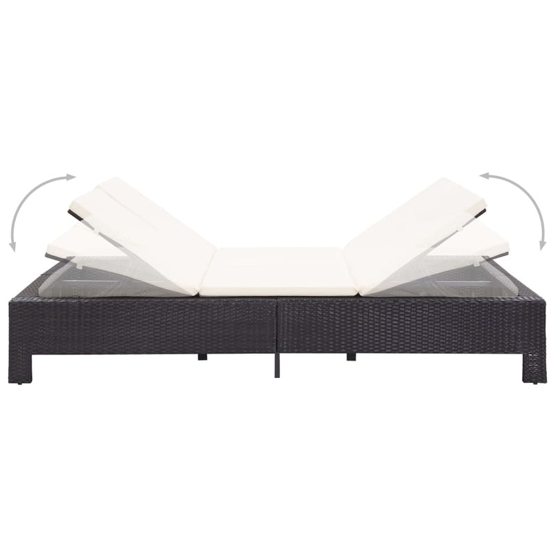 Ligbed Met Kussen 2-Persoons Poly Rattan