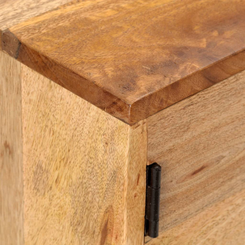 Dressoir 116X35X75 Cm Massief Mangohout Grijs Ruitpatroon