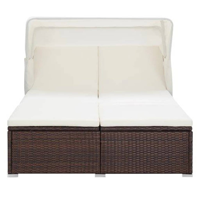 Ligbed Met Kussen 2-Persoons Poly Rattan