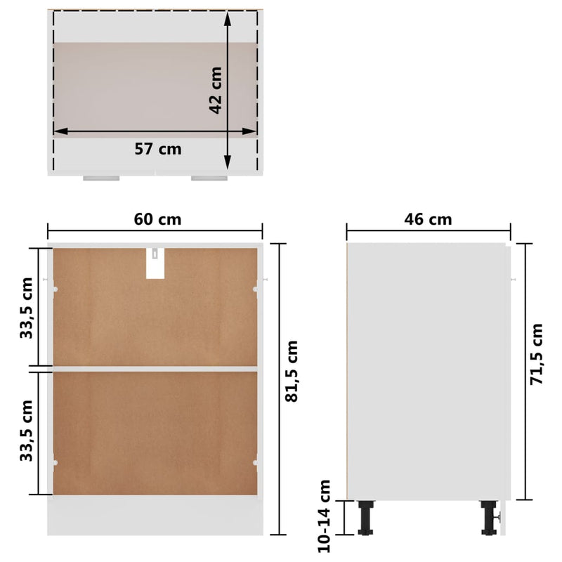 60X46X81,5 Cm Bewerkt Hout Wit