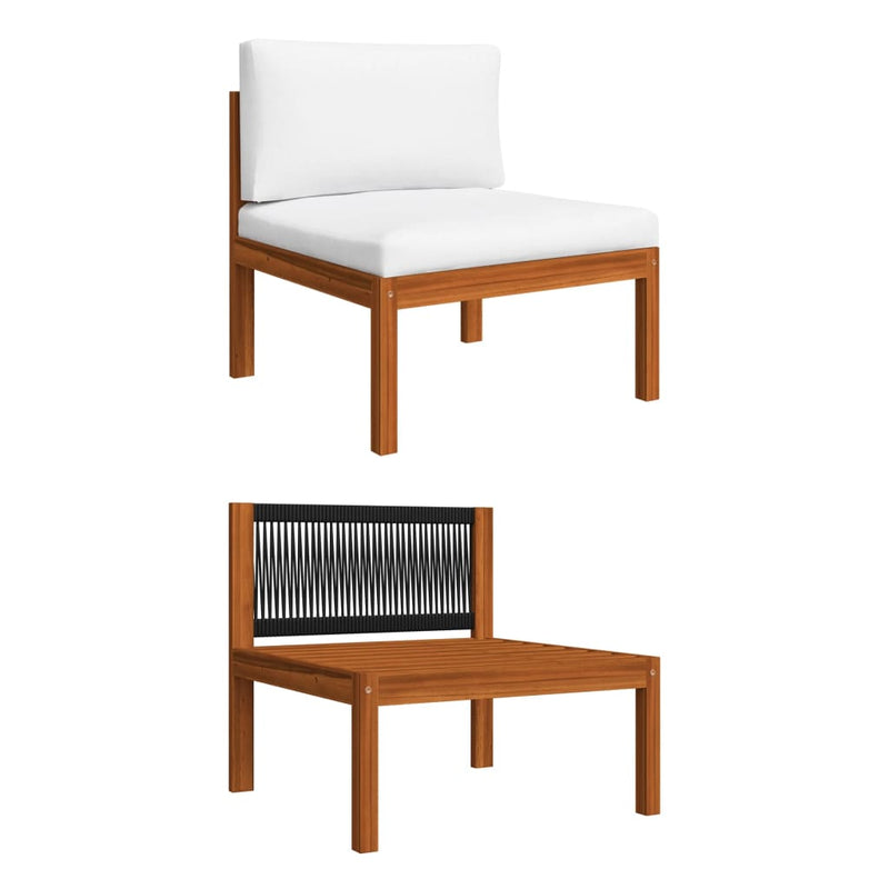 1 Loungeset Met Kussens Massief Acaciahout Crèmekleurig