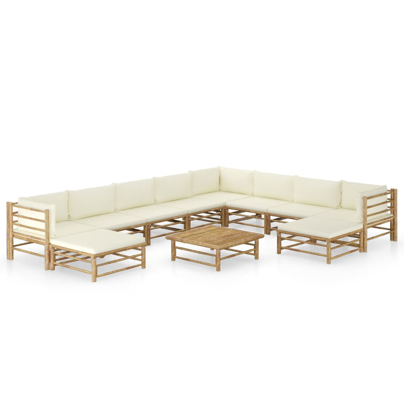 1 Loungeset Met Witte Kussens Bamboe