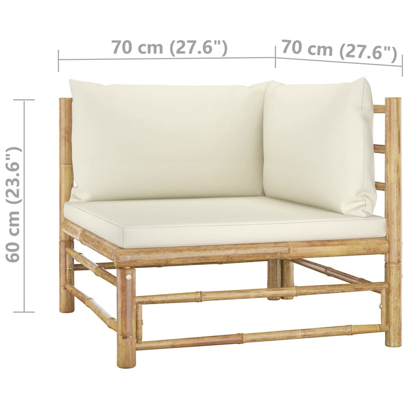 1 Loungeset Met Witte Kussens Bamboe