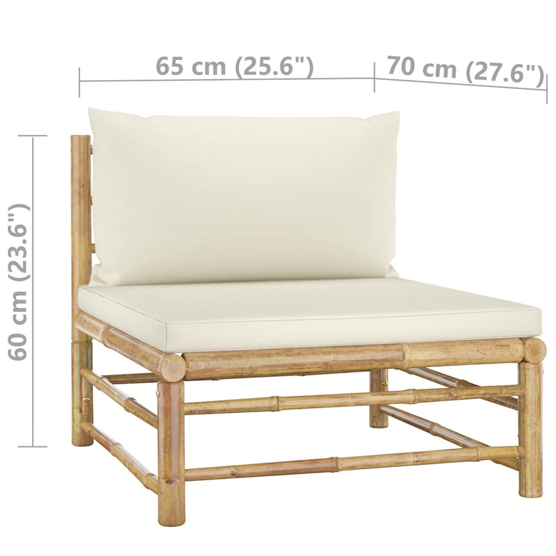 1 Loungeset Met Witte Kussens Bamboe