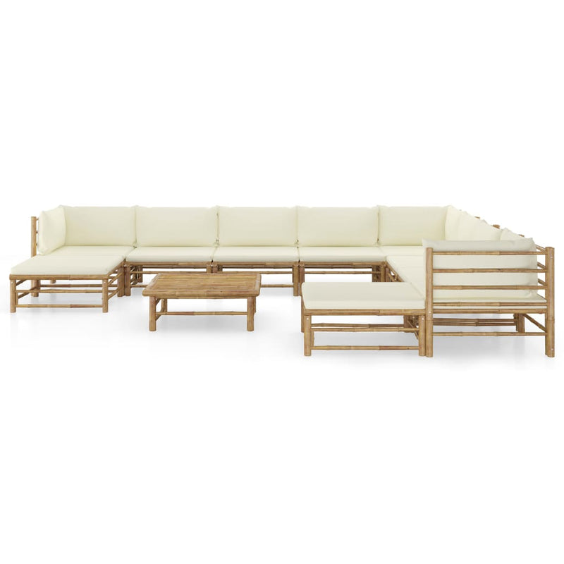 1 Loungeset Met Witte Kussens Bamboe