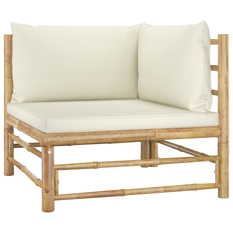1 Loungeset Met Witte Kussens Bamboe