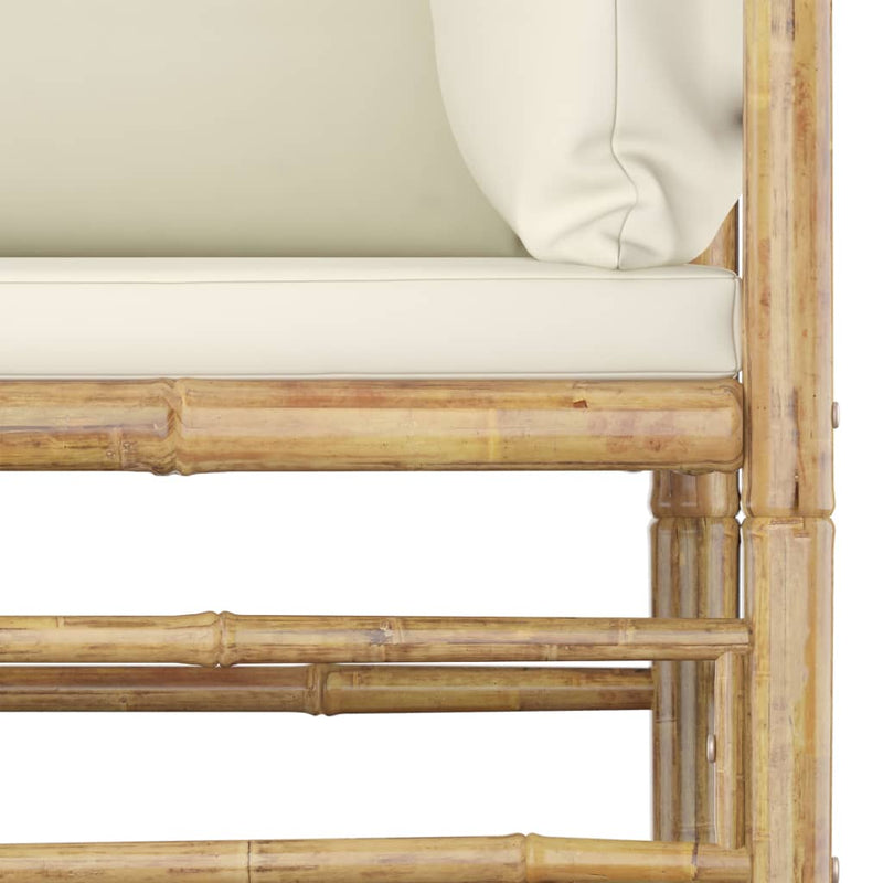 1 Loungeset Met Witte Kussens Bamboe