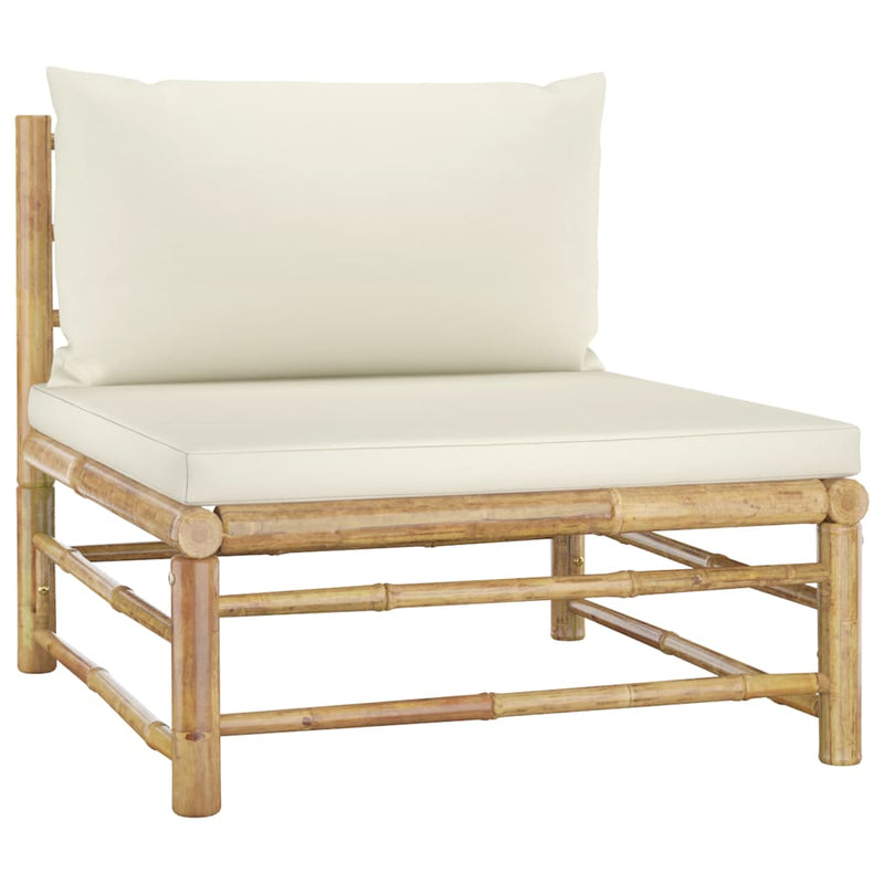 1 Loungeset Met Witte Kussens Bamboe