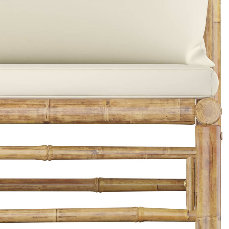 1 Loungeset Met Witte Kussens Bamboe