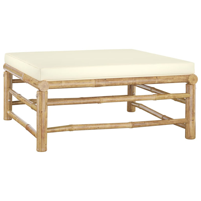 1 Loungeset Met Witte Kussens Bamboe