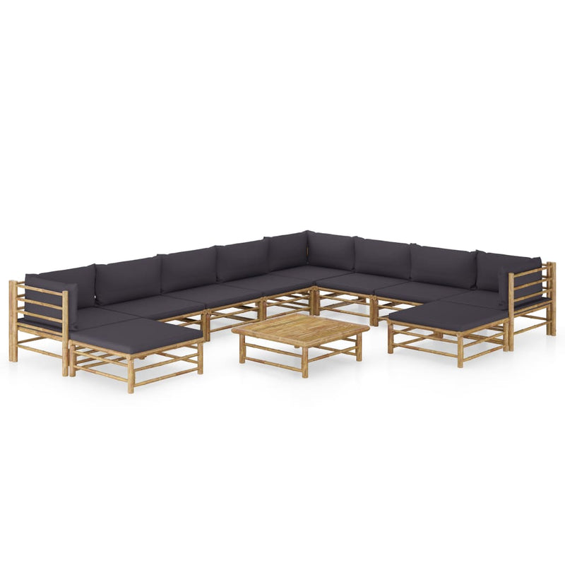 1 Loungeset Met Witte Kussens Bamboe
