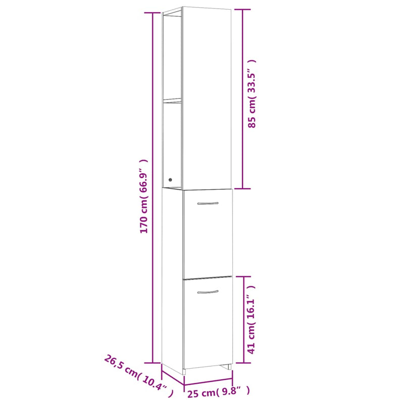 Badkamerkast 25X26,5X170 Cm Bewerkt Hout
