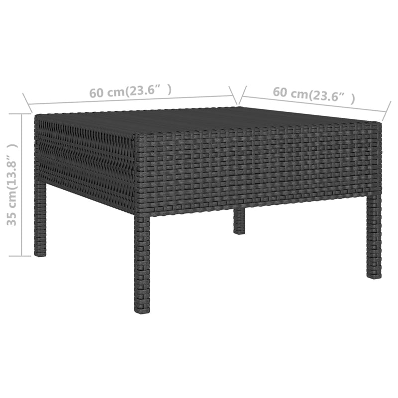 1 Loungeset Met Kussens Poly Rattan Zwart