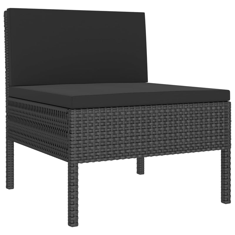 1 Loungeset Met Kussens Poly Rattan Zwart