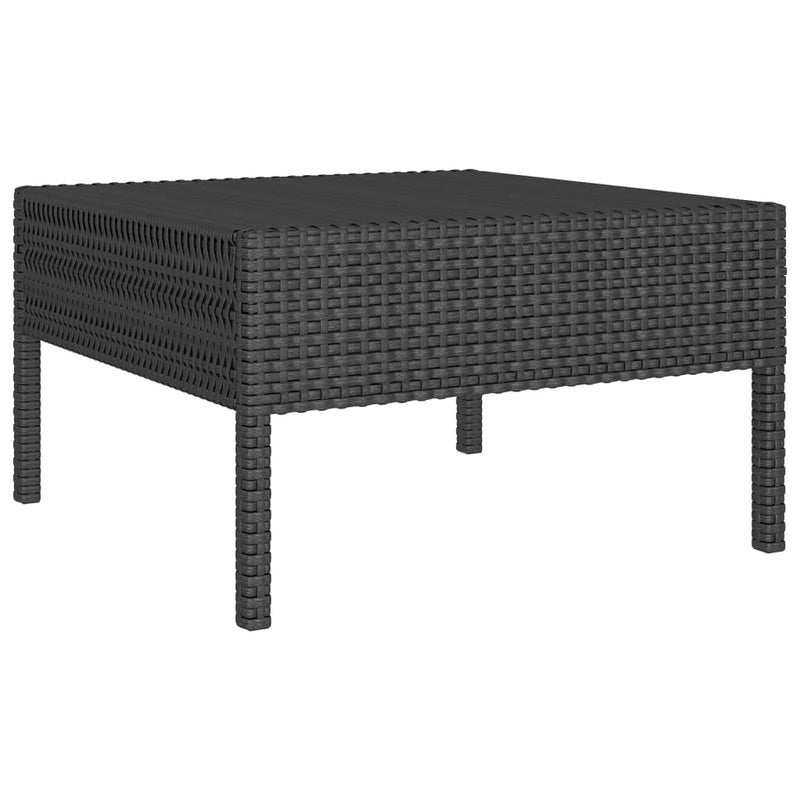 1 Loungeset Met Kussens Poly Rattan Zwart