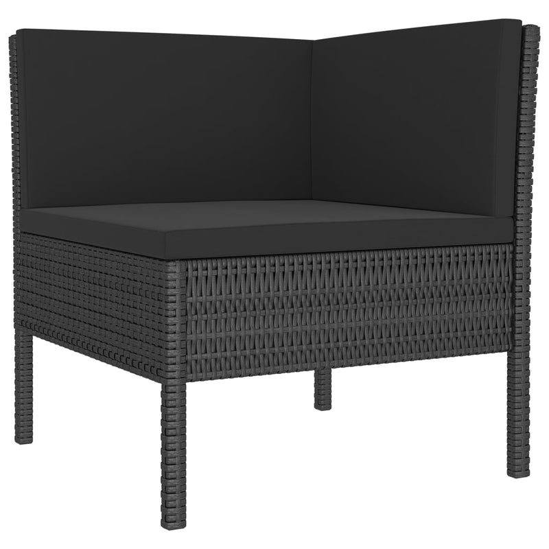1 Loungeset Met Kussens Poly Rattan Zwart