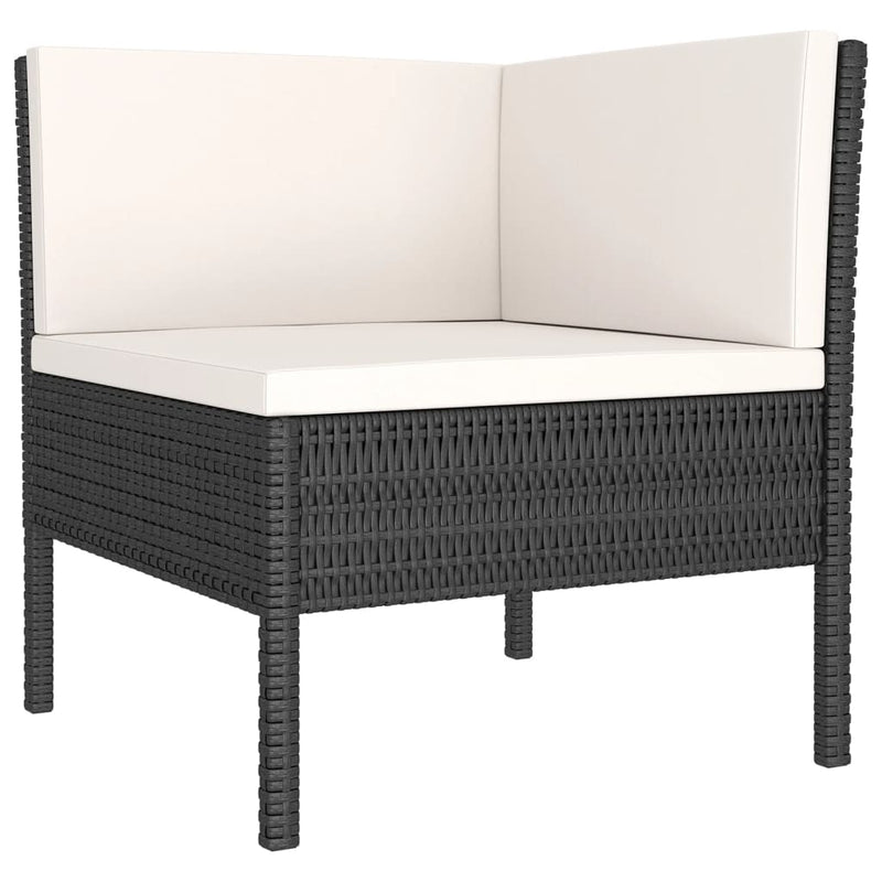 1 Loungeset Met Kussens Poly Rattan Zwart