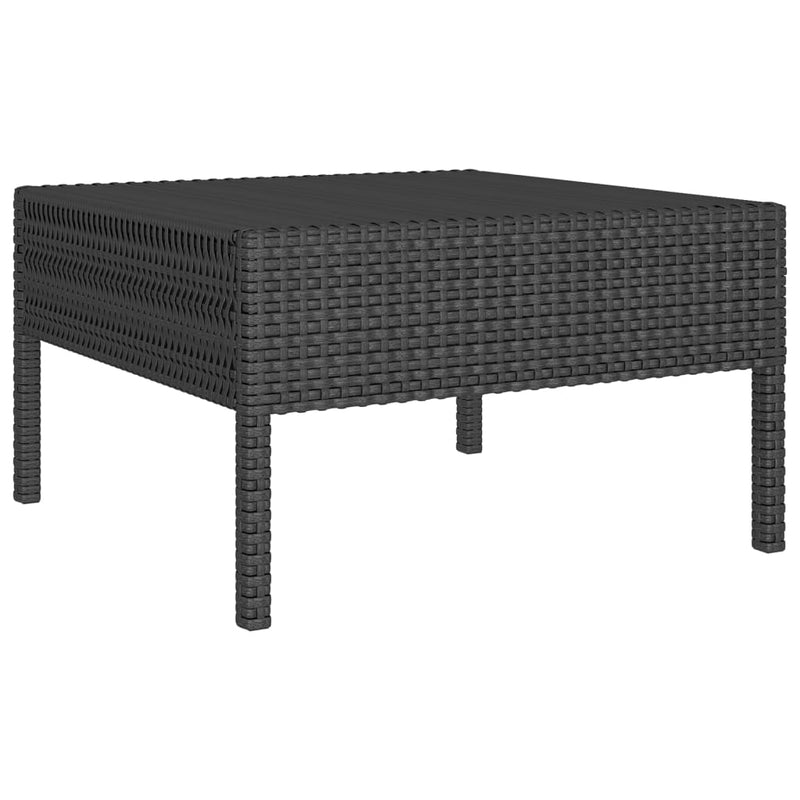 1 Loungeset Met Kussens Poly Rattan Zwart