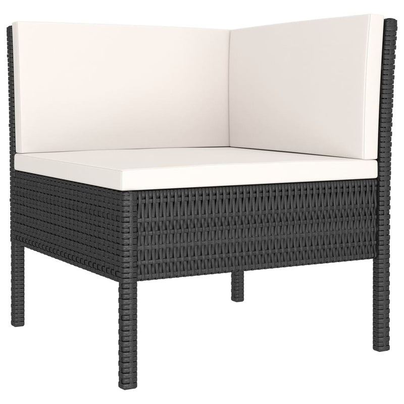 1 Loungeset Met Kussens Poly Rattan Zwart