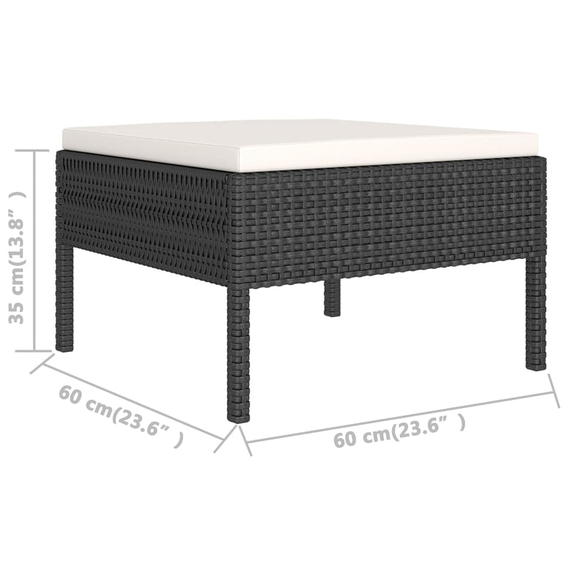 1 Loungeset Met Kussens Poly Rattan Zwart