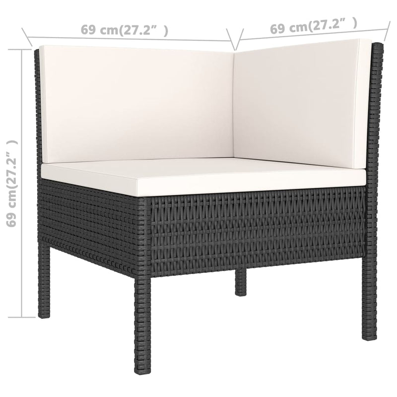 1 Loungeset Met Kussens Poly Rattan Zwart