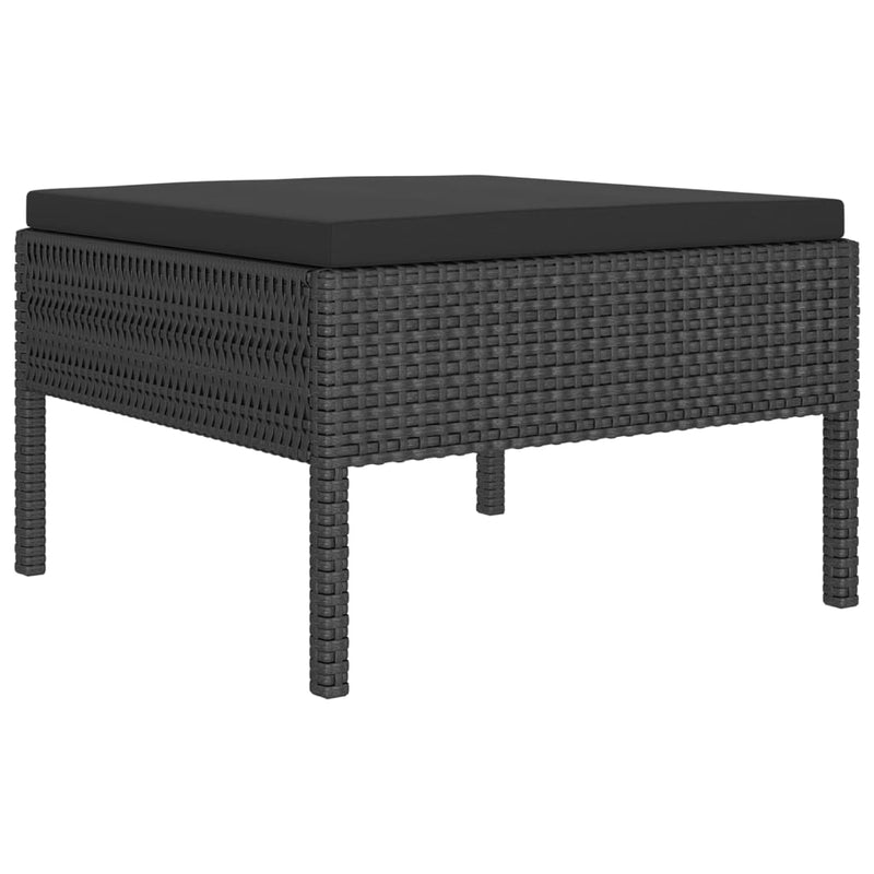 1 Loungeset Met Kussens Poly Rattan Zwart