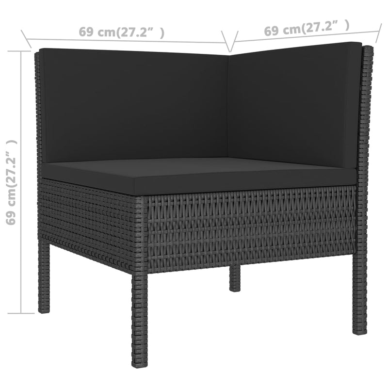 1 Loungeset Met Kussens Poly Rattan Zwart