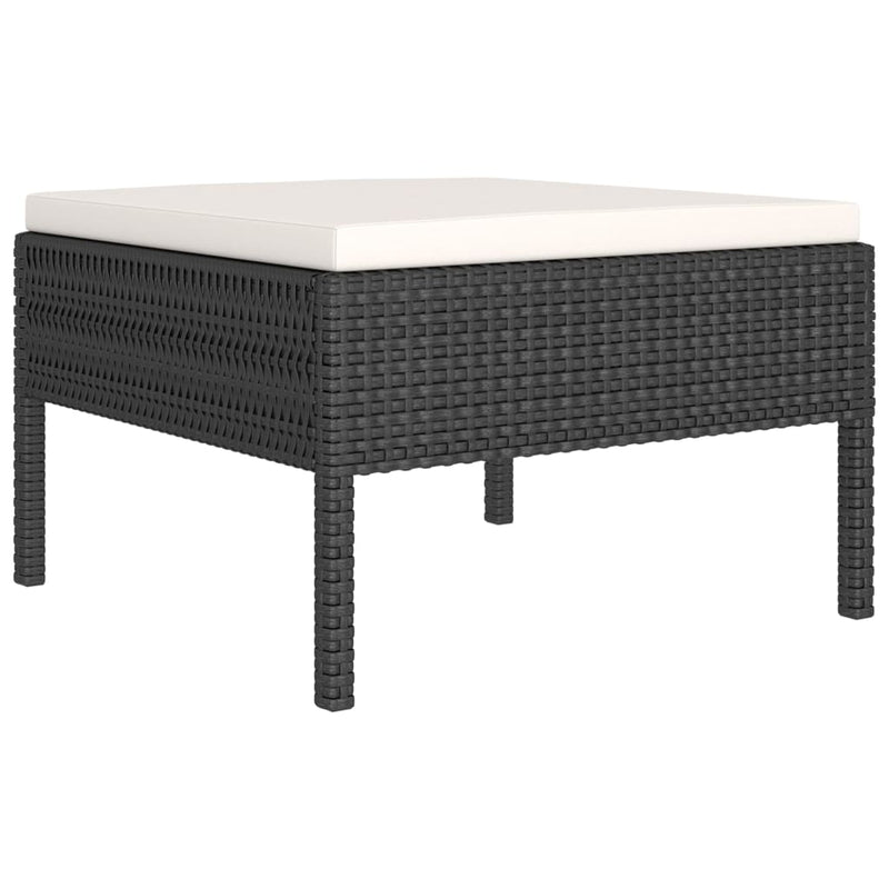 1 Loungeset Met Kussens Poly Rattan Zwart