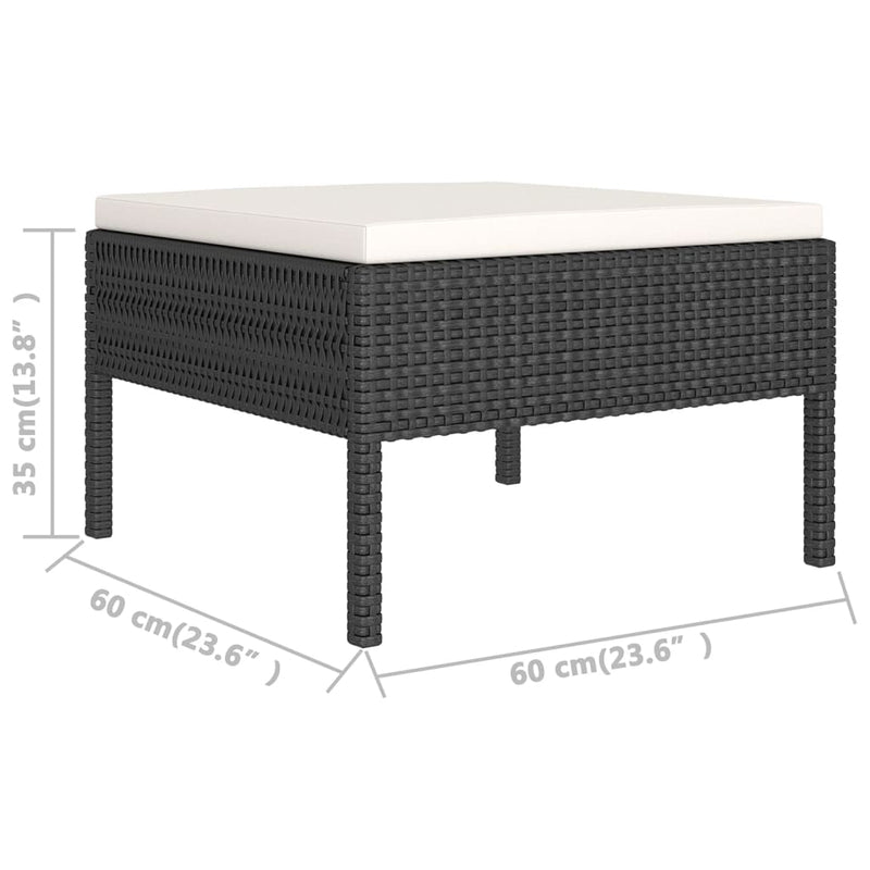 1 Loungeset Met Kussens Poly Rattan Zwart