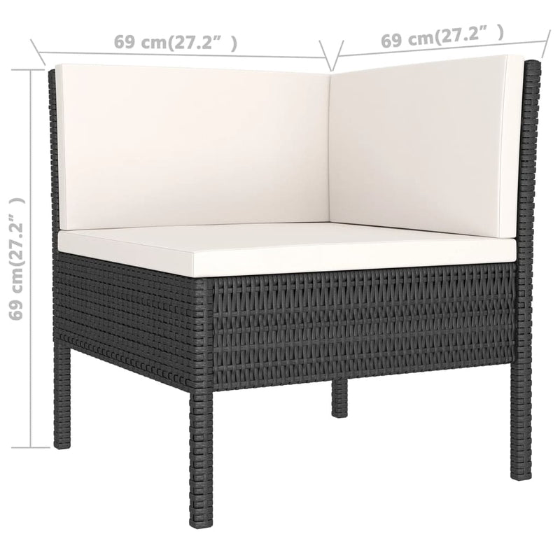 1 Loungeset Met Kussens Poly Rattan Zwart