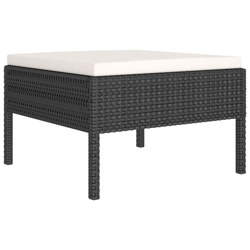 1 Loungeset Met Kussens Poly Rattan Zwart