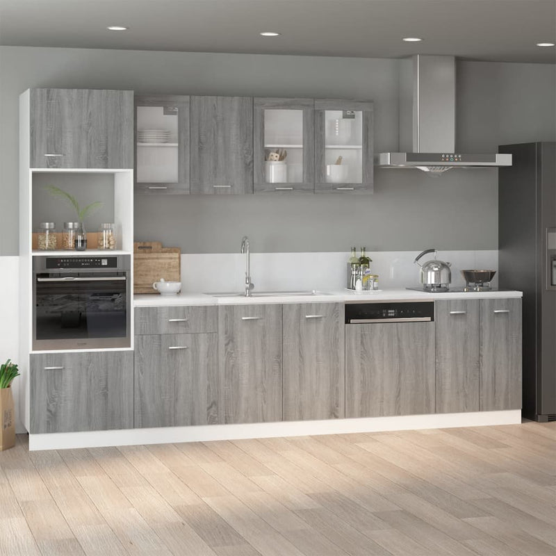 60X57X207 Cm Bewerkt Hout Eiken Grijs Sonoma