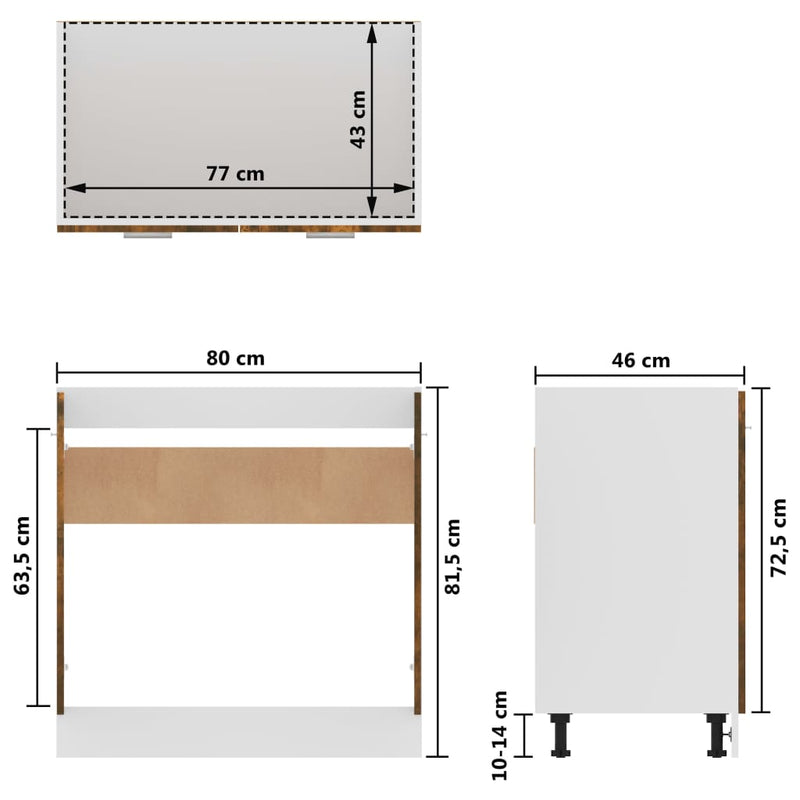 Gootsteenkast 80X46X81,5 Cm Bewerkt Hout Kleur