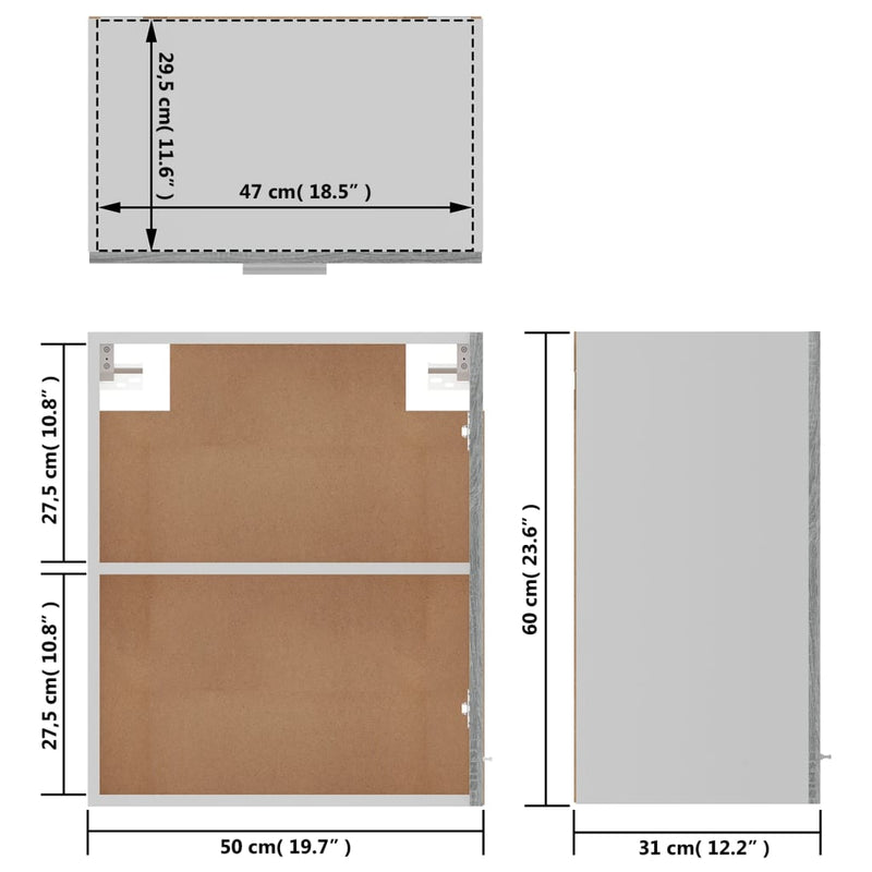 Hangkast 50X31X60 Cm Bewerkt Hout Eikenkleurig