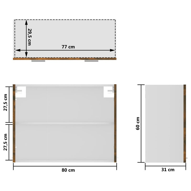 Hangkast 80X31X60 Cm Bewerkt Hout Kleurig