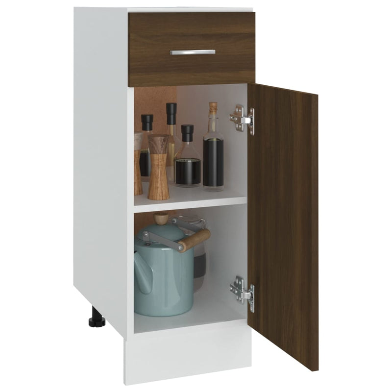 Onderkast Met Lade 30X46X81,5 Cm Bewerkt Hout Bruin Eikenkleur Bruineiken