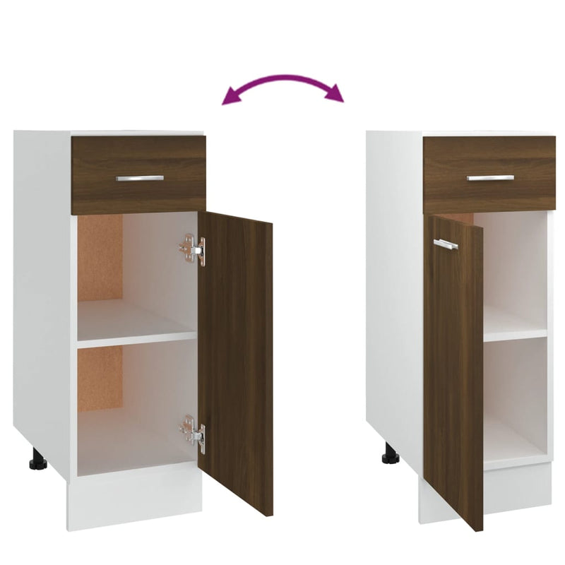 Onderkast Met Lade 30X46X81,5 Cm Bewerkt Hout Bruin Eikenkleur Bruineiken
