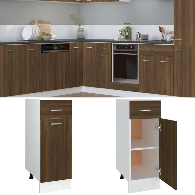 Onderkast Met Lade 30X46X81,5 Cm Bewerkt Hout Bruin Eikenkleur Bruineiken