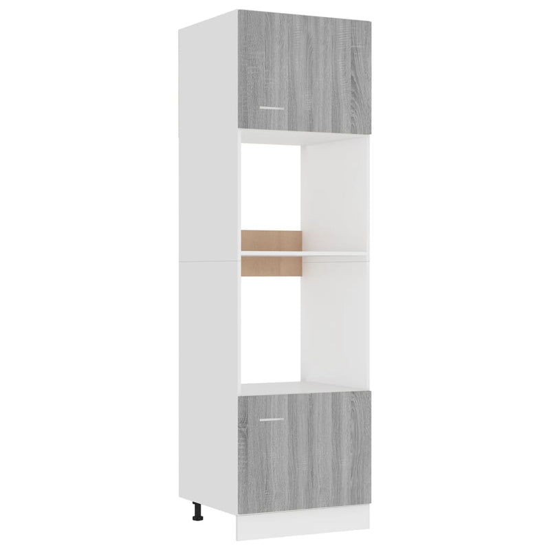 60X57X207 Cm Bewerkt Hout Eiken Grijs Sonoma