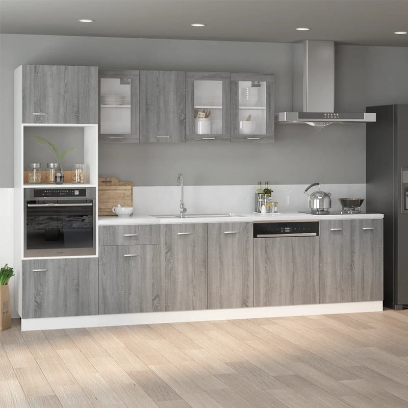 60X57X207 Cm Bewerkt Hout Eiken Grijs Sonoma