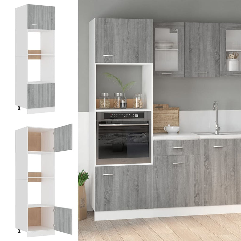 60X57X207 Cm Bewerkt Hout Eiken Grijs Sonoma