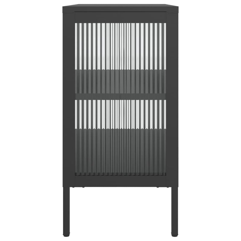 Dressoir 70X35X70 Cm Glas En Staal Zwart