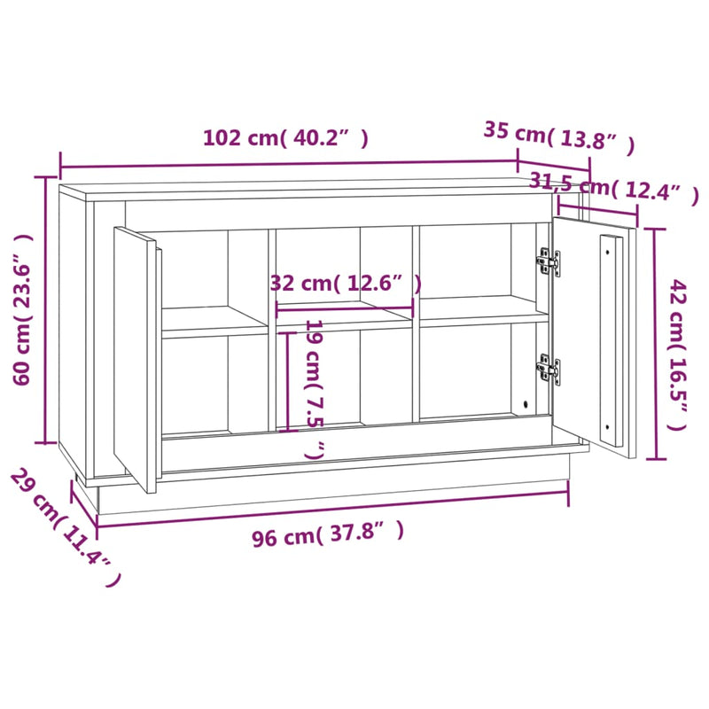 Dressoir 102X35X60 Cm Bewerkt Hout