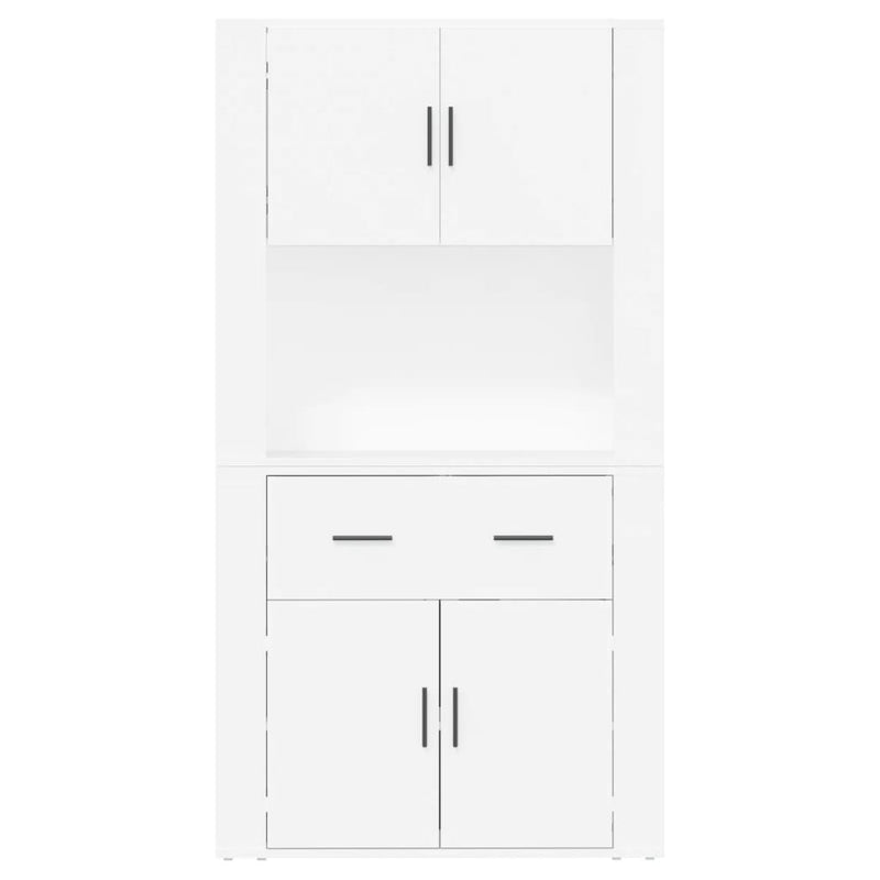 Hoge Kast Bewerkt Hout Wit