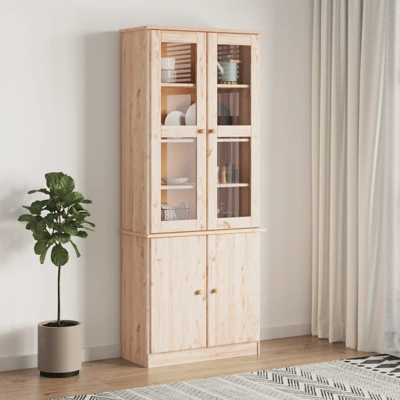 Vitrinekast Alta 77X35X186,5 Cm Massief Grenenhout