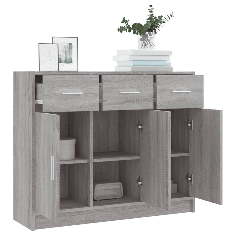 Dressoir 91X28X75 Cm Bewerkt Hout Eikenkleurig