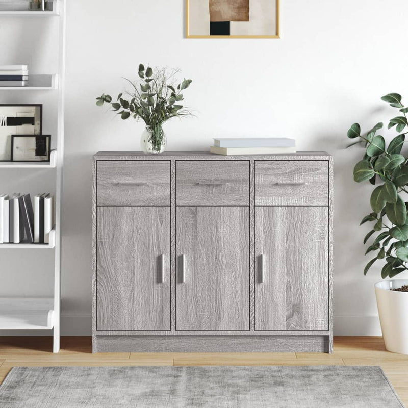 Dressoir 91X28X75 Cm Bewerkt Hout Eikenkleurig