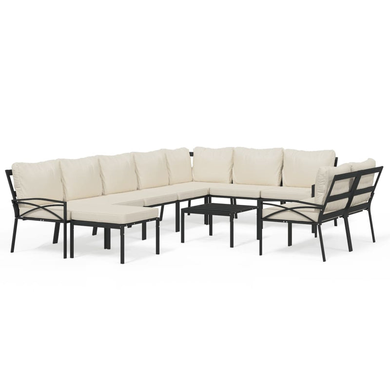 1 Loungeset Met Kussens Staal Kleurig