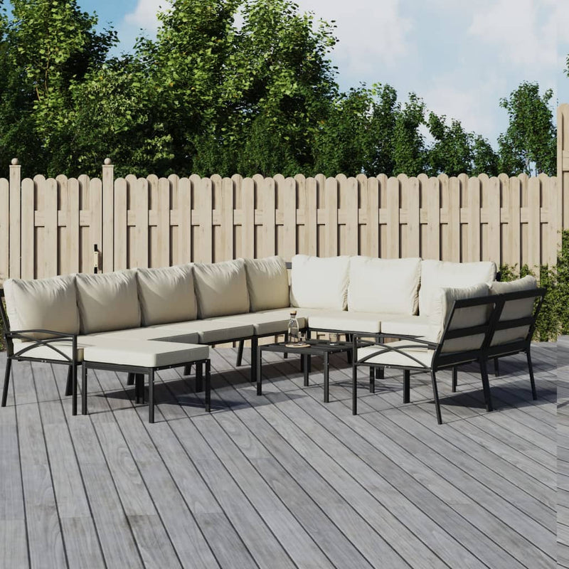 1 Loungeset Met Kussens Staal Kleurig